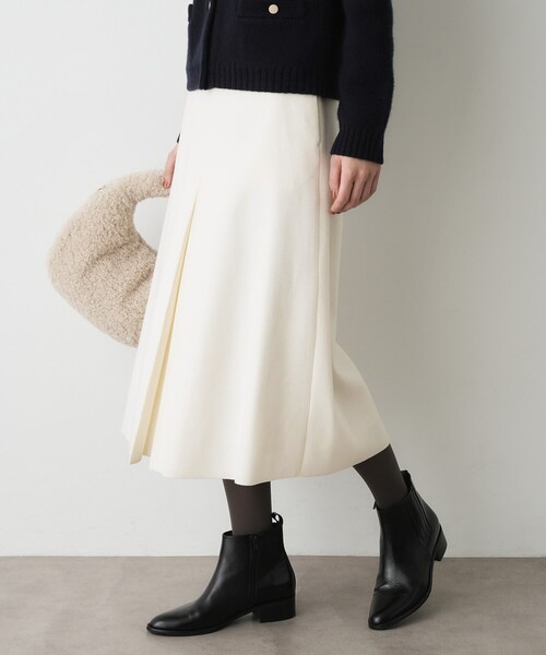 Dessin（デッサン）の「メルトンジャージボックスタックスカート（スカート・レディース・ナチュラル/ホワイト系/ブラック・00/01/02/03）」の5枚目の写真