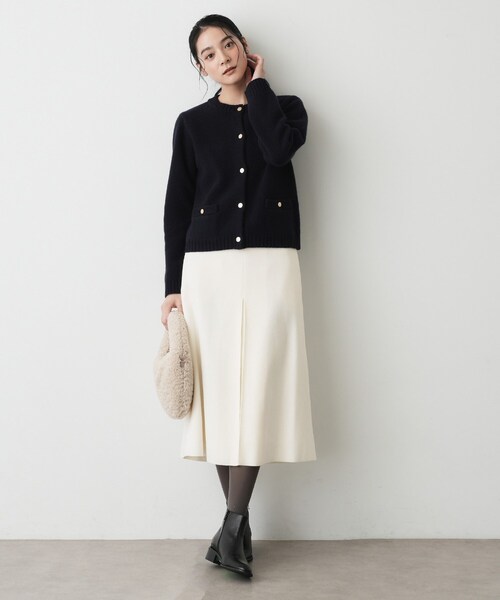 Dessin（デッサン）の「メルトンジャージボックスタックスカート（スカート・レディース・ナチュラル/ホワイト系/ブラック・00/01/02/03）」の6枚目の写真