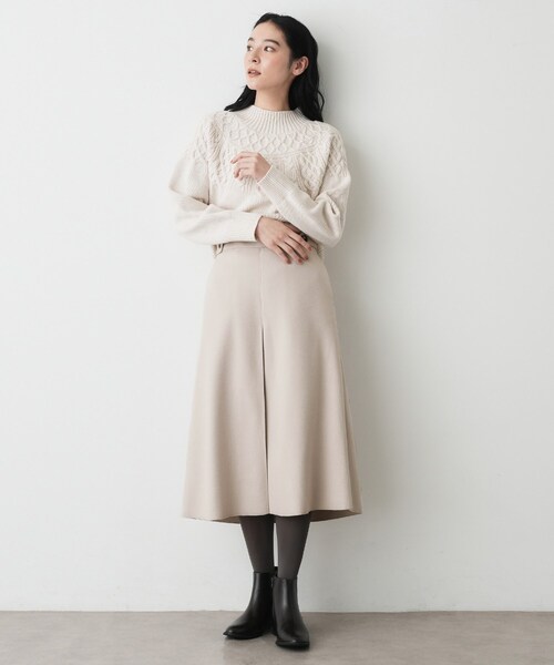Dessin（デッサン）の「メルトンジャージボックスタックスカート（スカート・レディース・ナチュラル/ホワイト系/ブラック・00/01/02/03）」の14枚目の写真