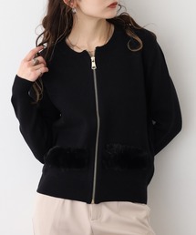 EGLANTINE ファー付ジップカーディガン