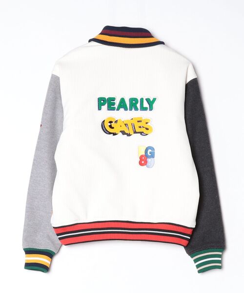 PEARLY GATES（パーリーゲイツ）の「【PEARLY GATES】PeストレッチヘリンボーンJQ裏起毛スタジャン（ブルゾン・レディース・ベージュ/ネイビー・SMALL/MEDIUM）」の3枚目の写真