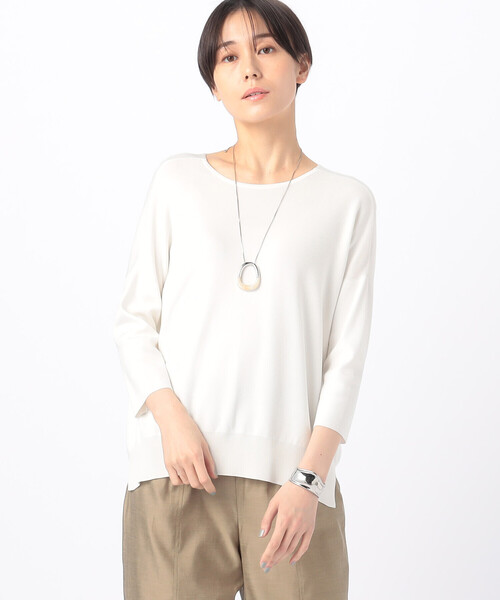 K.T KIYOKO TAKASE(キヨコタカセ)の「〔 Sサイズ 〕 【前後2WAY】ミラノリブ編み ベーシックVプルオーバー(ニット/セーター・レディース・オフホワイト/ブラック・5号)」の4枚目の写真