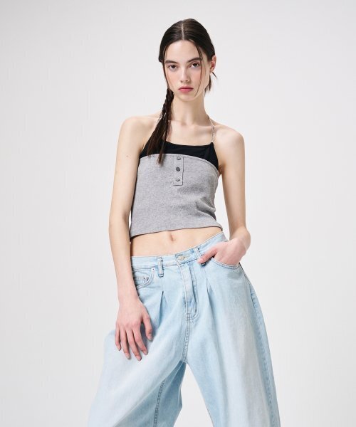 ETMON(エトモン)の「Chain Layered Sleeveless Top, Grey(Tシャツ/カットソー・レディース・その他・FREE)」の1枚目の写真