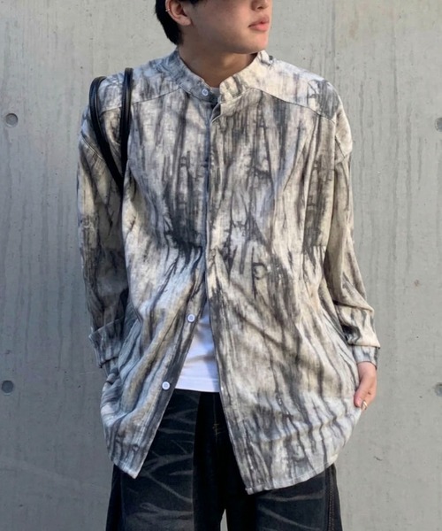セール】【26春夏新作アイテム】マーブル柄比翼デザインバンドカラー