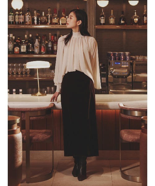 anuans（アニュアンス）の「ベルベットナロースカート（スカート・レディース・ブラウン/ブラック・SMALL/MEDIUM）」の10枚目の写真