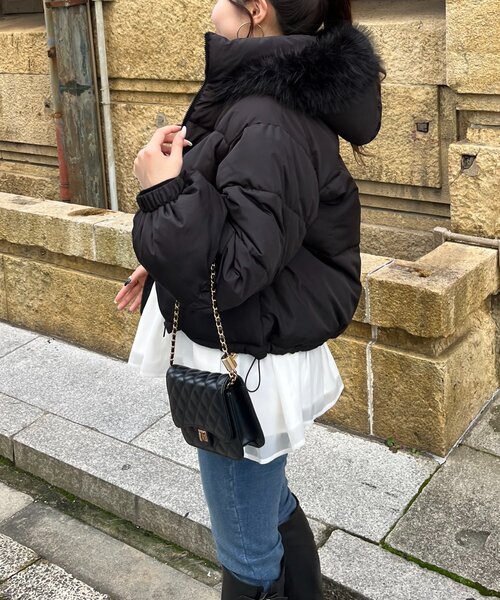 prose verse（プロズヴェール）の「ボリュームファーフード中綿ブルゾン（ダウンジャケット/コート・レディース・ブラック・MEDIUM/LARGE）」の18枚目の写真