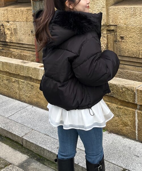prose verse（プロズヴェール）の「ボリュームファーフード中綿ブルゾン（ダウンジャケット/コート・レディース・ブラック・MEDIUM/LARGE）」の16枚目の写真