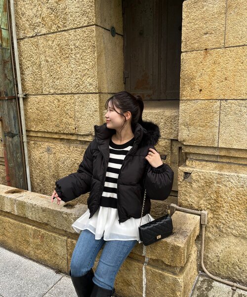 prose verse（プロズヴェール）の「ボリュームファーフード中綿ブルゾン（ダウンジャケット/コート・レディース・ブラック・MEDIUM/LARGE）」の10枚目の写真