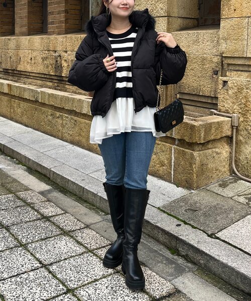 prose verse（プロズヴェール）の「ボリュームファーフード中綿ブルゾン（ダウンジャケット/コート・レディース・ブラック・MEDIUM/LARGE）」の8枚目の写真