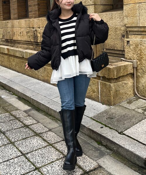 prose verse（プロズヴェール）の「ボリュームファーフード中綿ブルゾン（ダウンジャケット/コート・レディース・ブラック・MEDIUM/LARGE）」の7枚目の写真