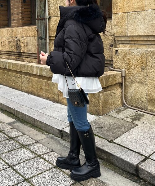 prose verse（プロズヴェール）の「ボリュームファーフード中綿ブルゾン（ダウンジャケット/コート・レディース・ブラック・MEDIUM/LARGE）」の5枚目の写真