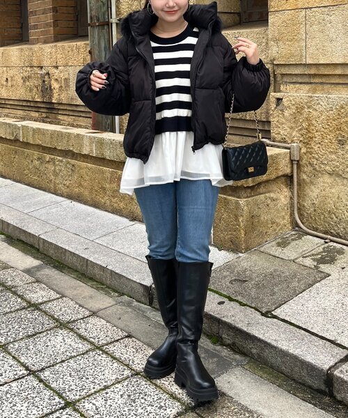 prose verse（プロズヴェール）の「ボリュームファーフード中綿ブルゾン（ダウンジャケット/コート・レディース・ブラック・MEDIUM/LARGE）」の2枚目の写真