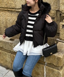 ブラック L キルティングダウンジャケット プロズヴェール prose verse（プロズヴェール） ダウンコート ダウンジャケット 襟