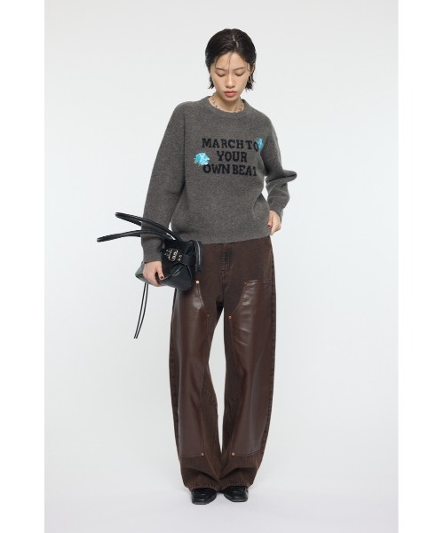 MOUSSY(マウジー)の「FLORAL PATCH JACQUARD セーター(ニット/セーター・レディース・ブラウン/チャコールグレー・FREE)」の7枚目の写真