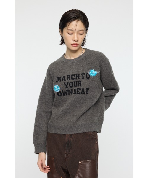 MOUSSY(マウジー)の「FLORAL PATCH JACQUARD セーター(ニット/セーター・レディース・ブラウン/チャコールグレー・FREE)」の8枚目の写真