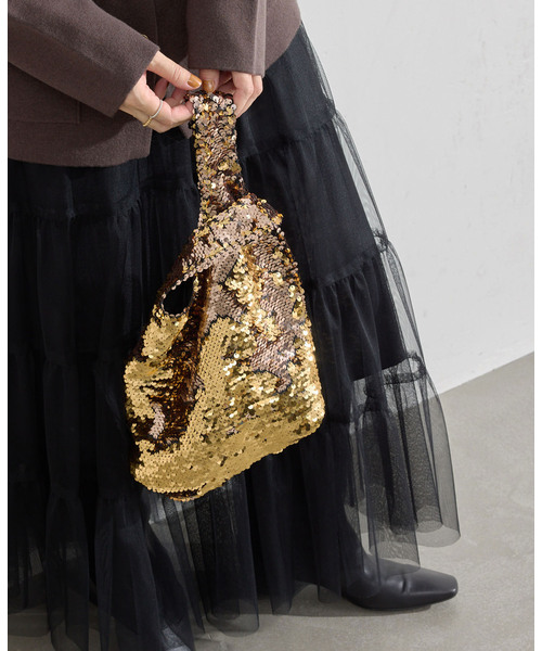 IENA（イエナ）の「MALUS/マリュス Sequins mini bag バッグ MSG-021（ハンドバッグ・レディース・ホワイト/ブラウン・FREE）」の2枚目の写真