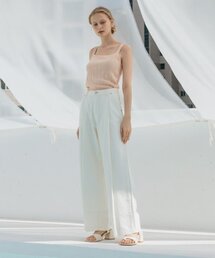 [オーガニック] リネンコットンワンタックデニムパンツ_OFF WHITE