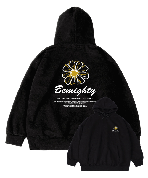 BEMIGHTY（ビーマイティー）の「スティッチフラワーオーバーサイズ起毛フードパーカー[オートミール]（パーカー・メンズ・その他・LARGE/X-LARGE/XX-LARGE）」の4枚目の写真