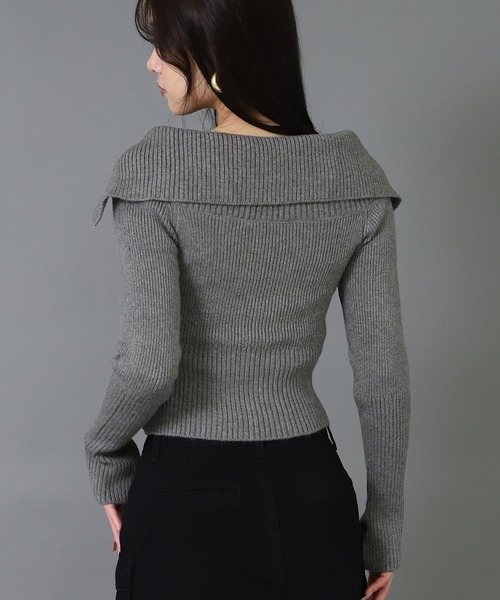 ANAP（アナップ）の「ダブルジップ オフショル リブ ニット トップス（その他トップス・レディース・オフホワイト/ダークグレー/ブラック・F）」の11枚目の写真
