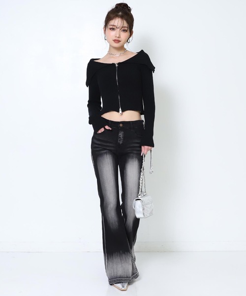 ANAP（アナップ）の「ダブルジップ オフショル リブ ニット トップス（その他トップス・レディース・オフホワイト/ダークグレー/ブラック・F）」の16枚目の写真