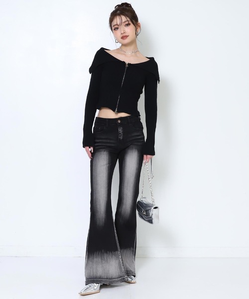 ANAP（アナップ）の「ダブルジップ オフショル リブ ニット トップス（その他トップス・レディース・オフホワイト/ダークグレー/ブラック・F）」の17枚目の写真