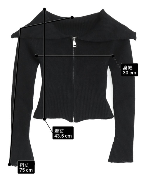 ANAP（アナップ）の「ダブルジップ オフショル リブ ニット トップス（その他トップス・レディース・オフホワイト/ダークグレー/ブラック・F）」の18枚目の写真