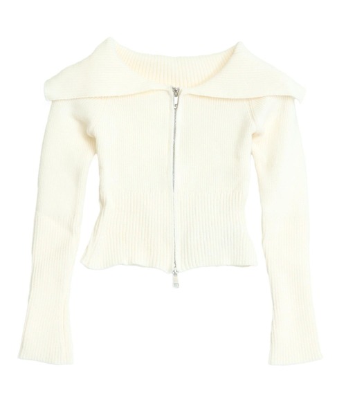 ANAP（アナップ）の「ダブルジップ オフショル リブ ニット トップス（その他トップス・レディース・オフホワイト/ダークグレー/ブラック・F）」の19枚目の写真