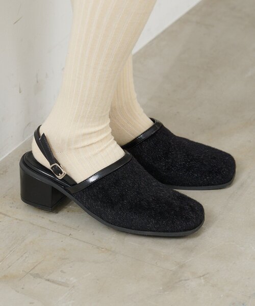 Kastane（カスタネ）の「ハラコパイピングヒール（その他シューズ・レディース・ブラウン/ブラック・38/36/37）」の4枚目の写真