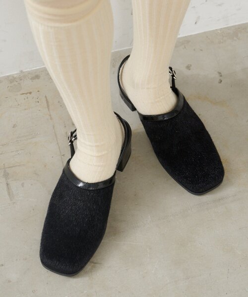 Kastane（カスタネ）の「ハラコパイピングヒール（その他シューズ・レディース・ブラウン/ブラック・38/36/37）」の5枚目の写真