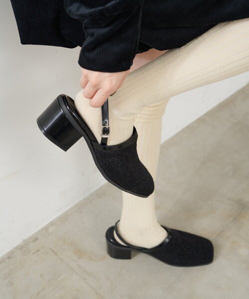 Kastane（カスタネ）の「ハラコパイピングヒール（その他シューズ・レディース・ブラウン/ブラック・38/36/37）」の6枚目の写真