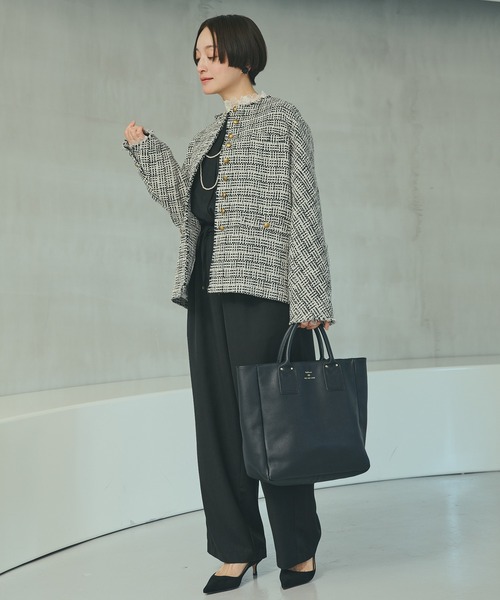 PUAL CE CIN（ピュアルセシン）の「【本革】レザートートバッグ（トートバッグ・レディース・ブラック/グレイッシュベージュ・FREE）」の11枚目の写真