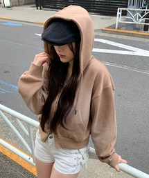 lilful | 【裏起毛】スプレー加工ショート丈ダブルZIPパーカー(パーカー)