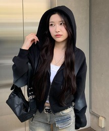 lilful | 【裏起毛】スプレー加工 ショート丈 ダブルジップパーカー(パーカー)