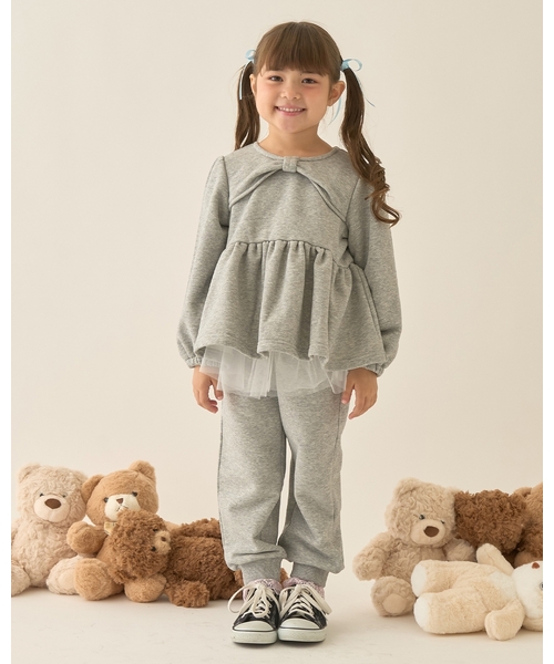 Lycee mine（リセマイン）の「【Lycee mine バレエシリーズ】【セットアップ可】チュールスカート付きスウェットパンツ（スウェットパンツ・キッズ・トップグレー/ブラック/アイボリー/ベビーピンク/ライトブルー/バイオレット/クリーム・140cm/130cm/120cm/150cm/100cm/110cm）」の14枚目の写真