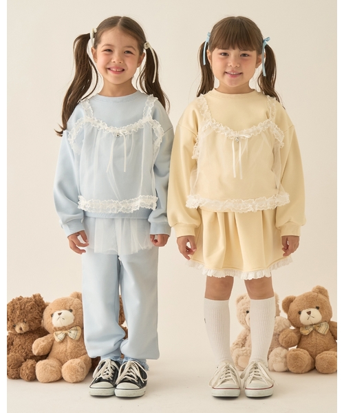 Lycee mine（リセマイン）の「【Lycee mine バレエシリーズ】【セットアップ可】チュールスカート付きスウェットパンツ（スウェットパンツ・キッズ・トップグレー/ブラック/アイボリー/ベビーピンク/ライトブルー/バイオレット/クリーム・140cm/130cm/120cm/150cm/100cm/110cm）」の8枚目の写真