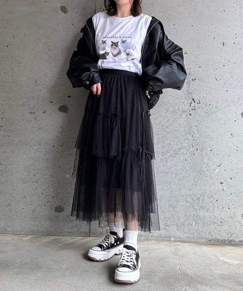 etta(エタ)の「ねこいっぱいデザインプリントロンT/長袖Tシャツ(Tシャツ/カットソー・レディース・ホワイト・MEDIUM/LARGE/SMALL)」の10枚目の写真