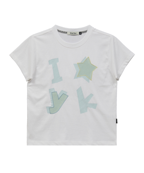 WaiKei(ワイケイ)の「YKチェックアプリケ半袖Tシャツホワイト(Tシャツ/カットソー・レディース・その他・0/1/2)」の2枚目の写真