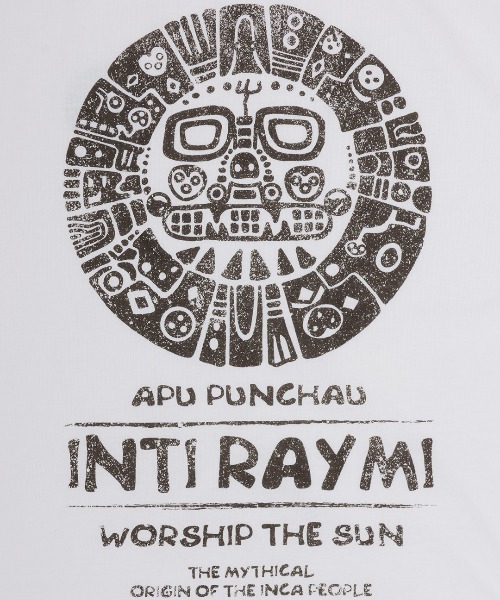 チチカカ(チチカカ)の「インティライミプリントTシャツ【ユニセックス】(Tシャツ/カットソー・メンズ・ホワイト/チャコールグレー・LARGE/MEDIUM)」の17枚目の写真