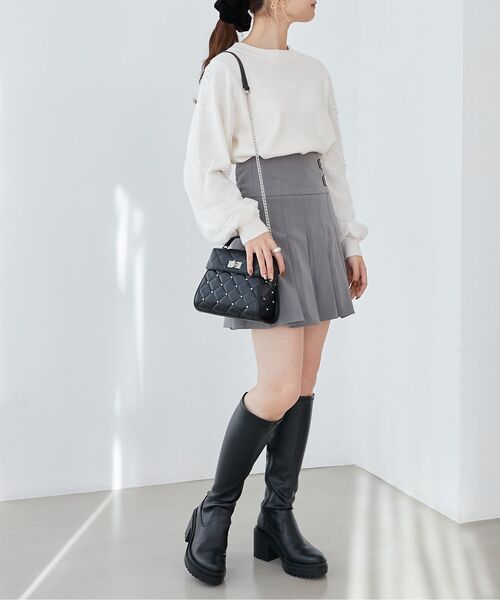 MAJESTIC LEGON(マジェスティックレゴン)の「パールチュールスリーブニット(ニット/セーター・レディース・ブラック/アイボリー/ブルー/ラベンダー/ピンク・MEDIUM)」の20枚目の写真
