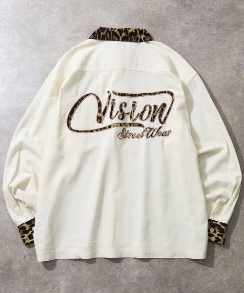 VISION STREET WEAR Faux Linen Leopard Shirt льняная имитация, леопардовая рубашка