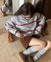 LAC-VERT | ハーフZIPボーダーニット(ニット/セーター)