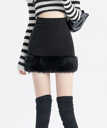 台形Aライン ファー付ミニスカート
