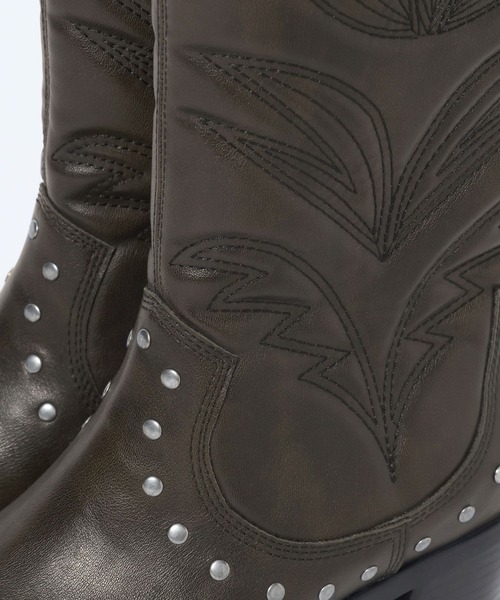 JEANASIS（ジーナシス）の「ローグミドルウエスタンブーツ【抗菌防臭テープ付き】/637649（ブーツ・レディース・ブラウン系その他/ブラック系その他・MEDIUM/LARGE）」の4枚目の写真