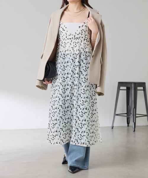 PROVOKE (プロヴォーク)の「PROVOKE別注/プリントレースキャミワンピース(ワンピース・レディース・ホワイト/ブラック・FREE)」の3枚目の写真