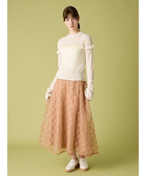 FURFUR(ファーファー)の「フリルチェックチュールスカート(スカート・レディース・ブラウン/ホワイト/ブラック・F)」の10枚目の写真