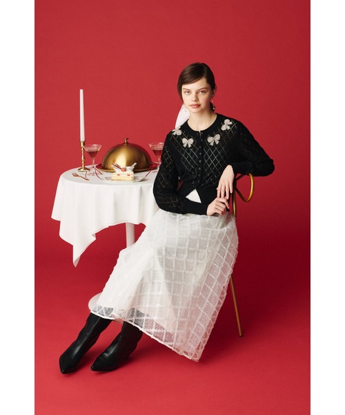 FURFUR(ファーファー)の「フリルチェックチュールスカート(スカート・レディース・ブラウン/ホワイト/ブラック・F)」の4枚目の写真