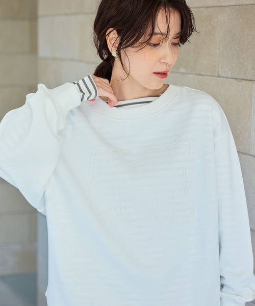 studio CLIP（スタディオクリップ）の「裏毛刺繍ロゴスウェット（スウェット・レディース・ライトブルー/ピンク/ホワイト/ネイビー・FREE）」の5枚目の写真