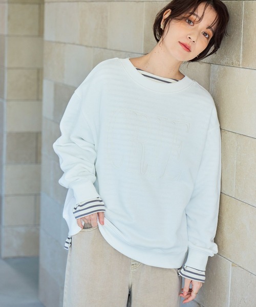 studio CLIP（スタディオクリップ）の「裏毛刺繍ロゴスウェット（スウェット・レディース・ライトブルー/ピンク/ホワイト/ネイビー・FREE）」の7枚目の写真