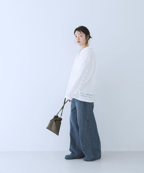 KBF（ケイビーエフ）の「ヴィンテージライクレースシャツ（シャツ/ブラウス・レディース・ダークブラウン/オフホワイト/ブラック・ONE）」の15枚目の写真