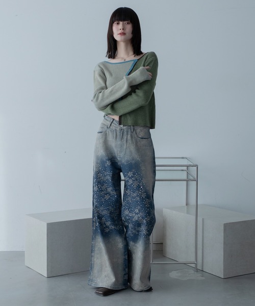 VACANCY（ヴァカンシー）の「ヴィンテージフラワー柄オーロラストーンデニム（デニムパンツ・レディース・ブルー・LARGE/MEDIUM/SMALL）」の19枚目の写真